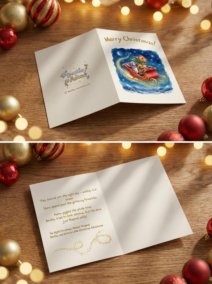 Bentley & Aston Christmas Story Cards - Soared into the Night Sky