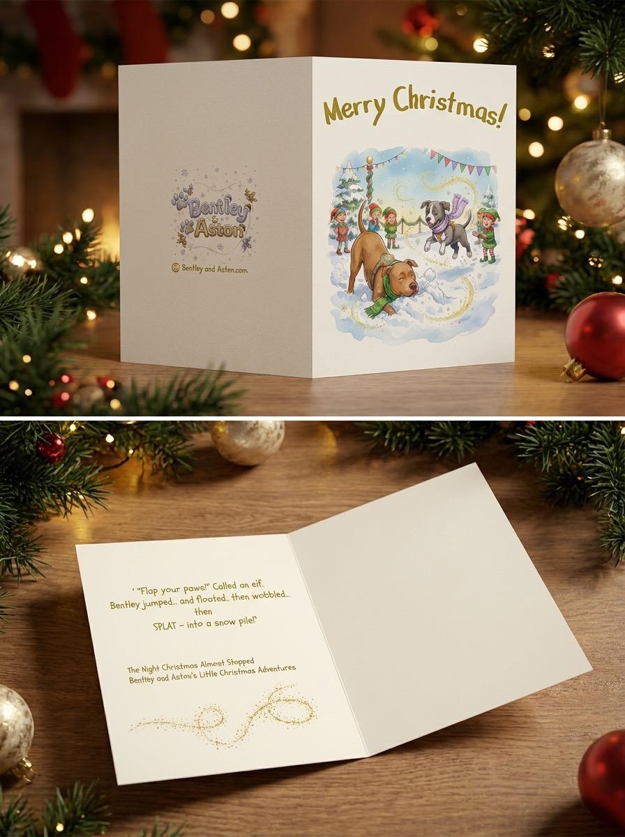 Bentley & Aston Christmas Story Card - Flap Your Paws!